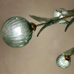  Barovier Toso Late 20th Century Brass Green Murano Art Glass Sputnik Chandelier by Barovier - 3323119
