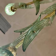  Barovier Toso Late 20th Century Brass Green Murano Art Glass Sputnik Chandelier by Barovier - 3323120