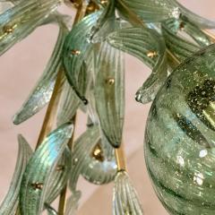  Barovier Toso Late 20th Century Brass Green Murano Art Glass Sputnik Chandelier by Barovier - 3323121