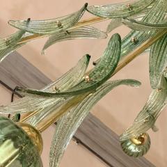  Barovier Toso Late 20th Century Brass Green Murano Art Glass Sputnik Chandelier by Barovier - 3323122
