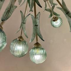  Barovier Toso Late 20th Century Brass Green Murano Art Glass Sputnik Chandelier by Barovier - 3323124