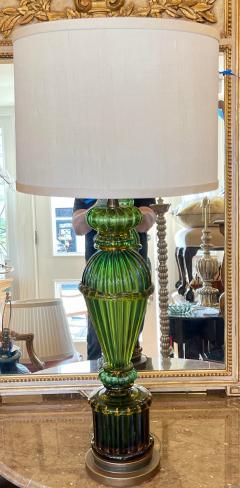  Barovier Toso Mid Century Green Murano Venetian Art Glass Table Lamp - 1885037