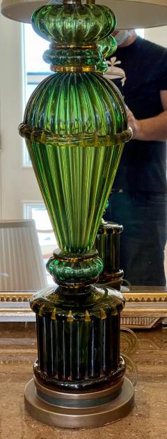  Barovier Toso Mid Century Green Murano Venetian Art Glass Table Lamp - 1885050