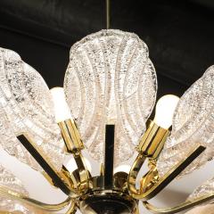  Barovier Toso Mid Century Hand Blown Murano Mottled Fluted Glass Chandelier by Barovier Toso - 4403326