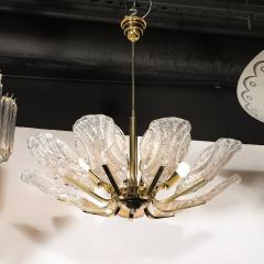 Barovier Toso Mid Century Hand Blown Murano Mottled Fluted Glass Chandelier by Barovier Toso - 4403329