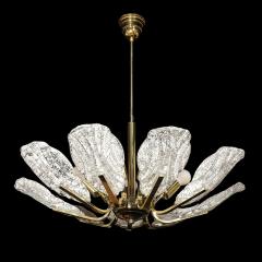  Barovier Toso Mid Century Hand Blown Murano Mottled Fluted Glass Chandelier by Barovier Toso - 4403332
