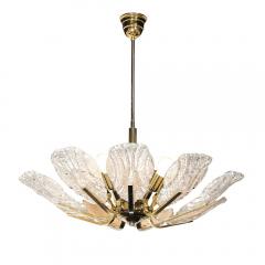  Barovier Toso Mid Century Hand Blown Murano Mottled Fluted Glass Chandelier by Barovier Toso - 4403338