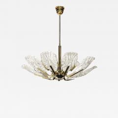  Barovier Toso Mid Century Hand Blown Murano Mottled Fluted Glass Chandelier by Barovier Toso - 4404036