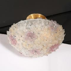  Barovier Toso Mid Century Hand Blown Rose Murano Glass Florets Chandelier by Barovier Toso - 4720192