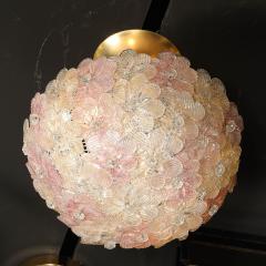  Barovier Toso Mid Century Hand Blown Rose Murano Glass Florrets Chandelier by Barovier Toso - 4403265