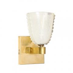  Barovier Toso Mid Century Handblown Murano Bullicante Glass Brass Sconces by Barovier Toso - 3898889