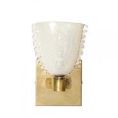  Barovier Toso Mid Century Handblown Murano Bullicante Glass Brass Sconces by Barovier Toso - 3898891