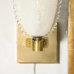  Barovier Toso Mid Century Handblown Murano Bullicante Glass Brass Sconces by Barovier Toso - 3898897