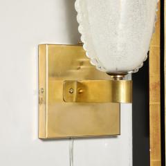  Barovier Toso Mid Century Handblown Murano Bullicante Glass Brass Sconces by Barovier Toso - 3898977