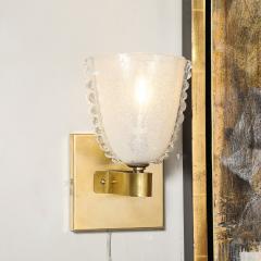  Barovier Toso Mid Century Handblown Murano Bullicante Glass Brass Sconces by Barovier Toso - 3898992