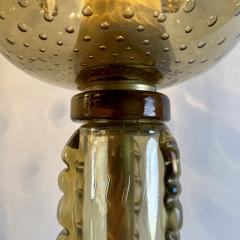  Barovier Toso Mid Century Modern Pair of Ocher Iridescent Murano Glass Brass Floor Lamps - 2205575