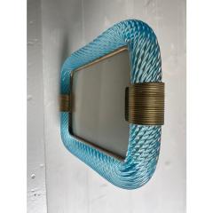  Barovier Toso Mid Century Modern Style Light Blue Torchon Murano Glass Picture Frame - 4301636
