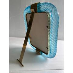  Barovier Toso Mid Century Modern Style Light Blue Torchon Murano Glass Picture Frame - 4301646