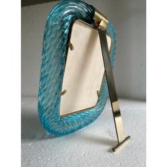  Barovier Toso Mid Century Modern Style Light Blue Torchon Murano Glass Small Picture Frame - 4301612