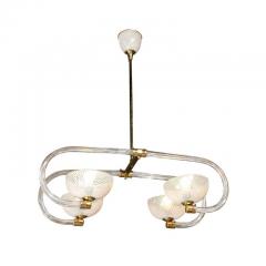  Barovier Toso Mid Century Modernist Four Armed Glass Brass Chandelier by Barovier Toso - 3276090