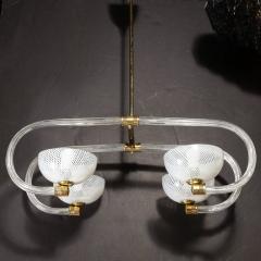  Barovier Toso Mid Century Modernist Four Armed Glass Brass Chandelier by Barovier Toso - 3276153