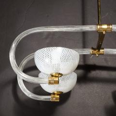  Barovier Toso Mid Century Modernist Four Armed Glass Brass Chandelier by Barovier Toso - 3276163