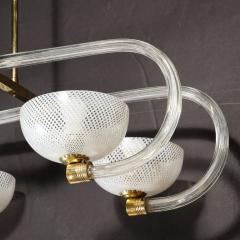  Barovier Toso Mid Century Modernist Four Armed Glass Brass Chandelier by Barovier Toso - 3276193