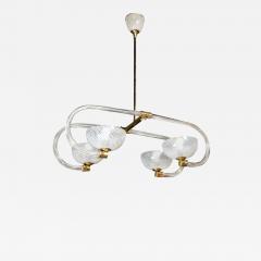  Barovier Toso Mid Century Modernist Four Armed Glass Brass Chandelier by Barovier Toso - 3281353
