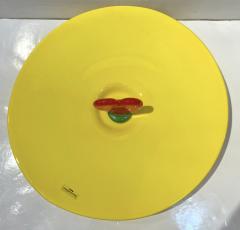  Barovier Toso Modern Barovier Toso Green Yellow Art Murano Glass Red Heart Plate Centerpiece - 4372594