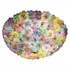  Barovier Toso Multi Color Flowers Basket Murano Glass Ceiling Light - 1898765