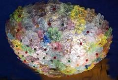  Barovier Toso Multi Color Flowers Basket Murano Glass Ceiling Light - 1898766