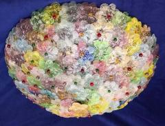  Barovier Toso Multi Color Flowers Basket Murano Glass Ceiling Light - 1898767