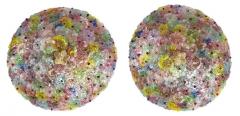  Barovier Toso Multi Color Flowers Basket Murano Glass Ceiling Light - 1898768