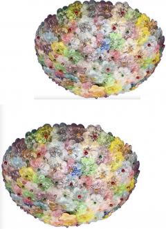  Barovier Toso Multi Color Flowers Basket Murano Glass Ceiling Light - 1898776