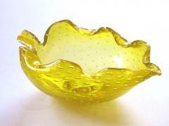  Barovier Toso Murano Barovier Toso Mid century Yellow Bullicante Art Glass Leaf form Bowl - 1286862