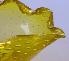  Barovier Toso Murano Barovier Toso Mid century Yellow Bullicante Art Glass Leaf form Bowl - 1286893