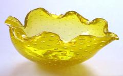  Barovier Toso Murano Barovier Toso Mid century Yellow Bullicante Art Glass Leaf form Bowl - 1286913