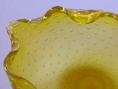  Barovier Toso Murano Barovier Toso Mid century Yellow Bullicante Art Glass Leaf form Bowl - 1286915