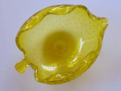  Barovier Toso Murano Barovier Toso Mid century Yellow Bullicante Art Glass Leaf form Bowl - 1286924