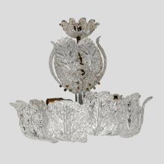  Barovier Toso Murano Chandelier glass clear frosted white inclusion - 4215050