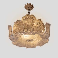  Barovier Toso Murano Chandelier glass clear frosted white inclusion - 4215051