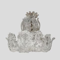  Barovier Toso Murano Chandelier glass clear frosted white inclusion - 4215052