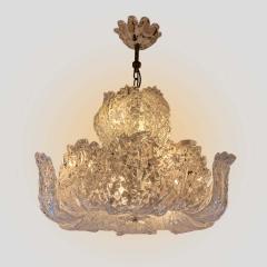  Barovier Toso Murano Chandelier glass clear frosted white inclusion - 4215053