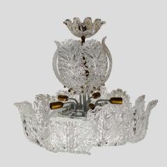  Barovier Toso Murano Chandelier glass clear frosted white inclusion - 4215054