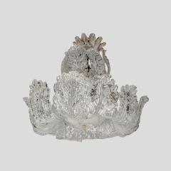  Barovier Toso Murano Chandelier glass clear frosted white inclusion - 4215055