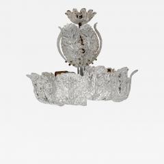  Barovier Toso Murano Chandelier glass clear frosted white inclusion - 4217347