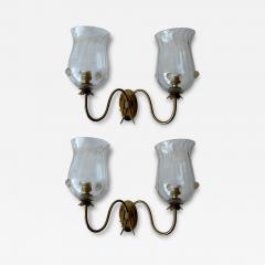  Barovier Toso Murano wall sconces by Barovier in glass and brass Italy ciorca 1950s - 4562703