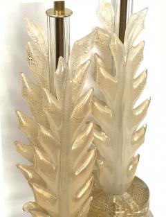  Barovier Toso Pair Barovier Toso Murano 1950s Gold Aventurine Leaf form Lamps - 4080228