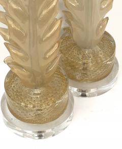  Barovier Toso Pair Barovier Toso Murano 1950s Gold Aventurine Leaf form Lamps - 4080231