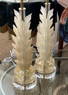  Barovier Toso Pair Barovier Toso Murano 1950s Gold Aventurine Leaf form Lamps - 4080234